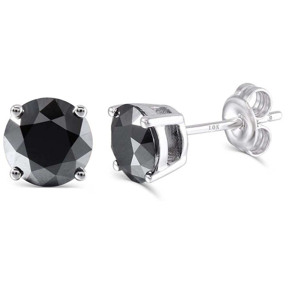 10k Black Diamond Moissanite 1 Carat Earrings